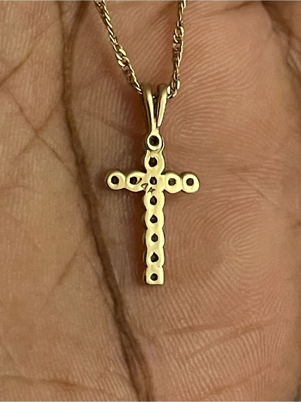 Real! 14kt Gold Diamonds Cross Very Long Necklace - Picture 6 of 15